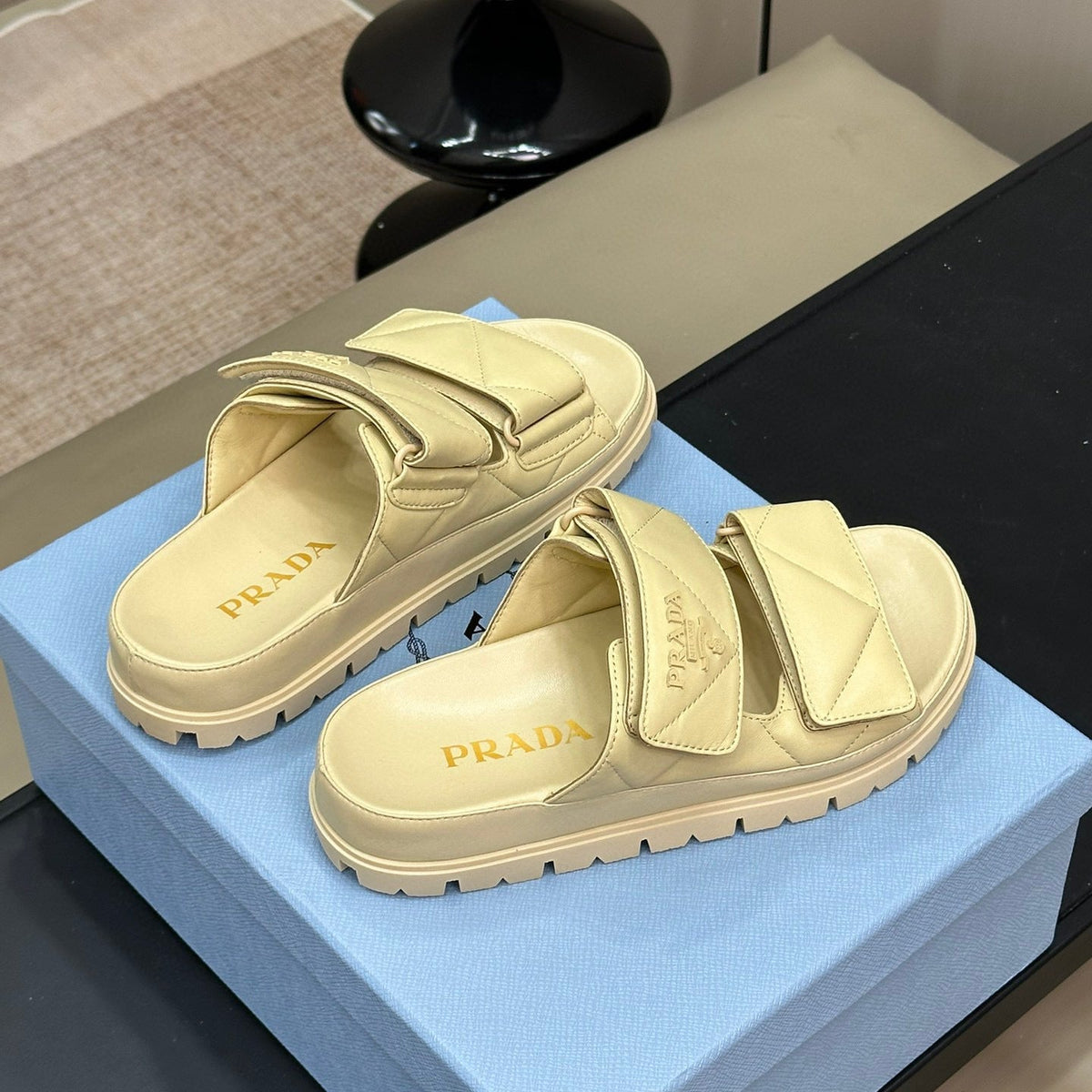 Shoes- Pd Nappa Leather Slides Premium Designer Casual Shoes