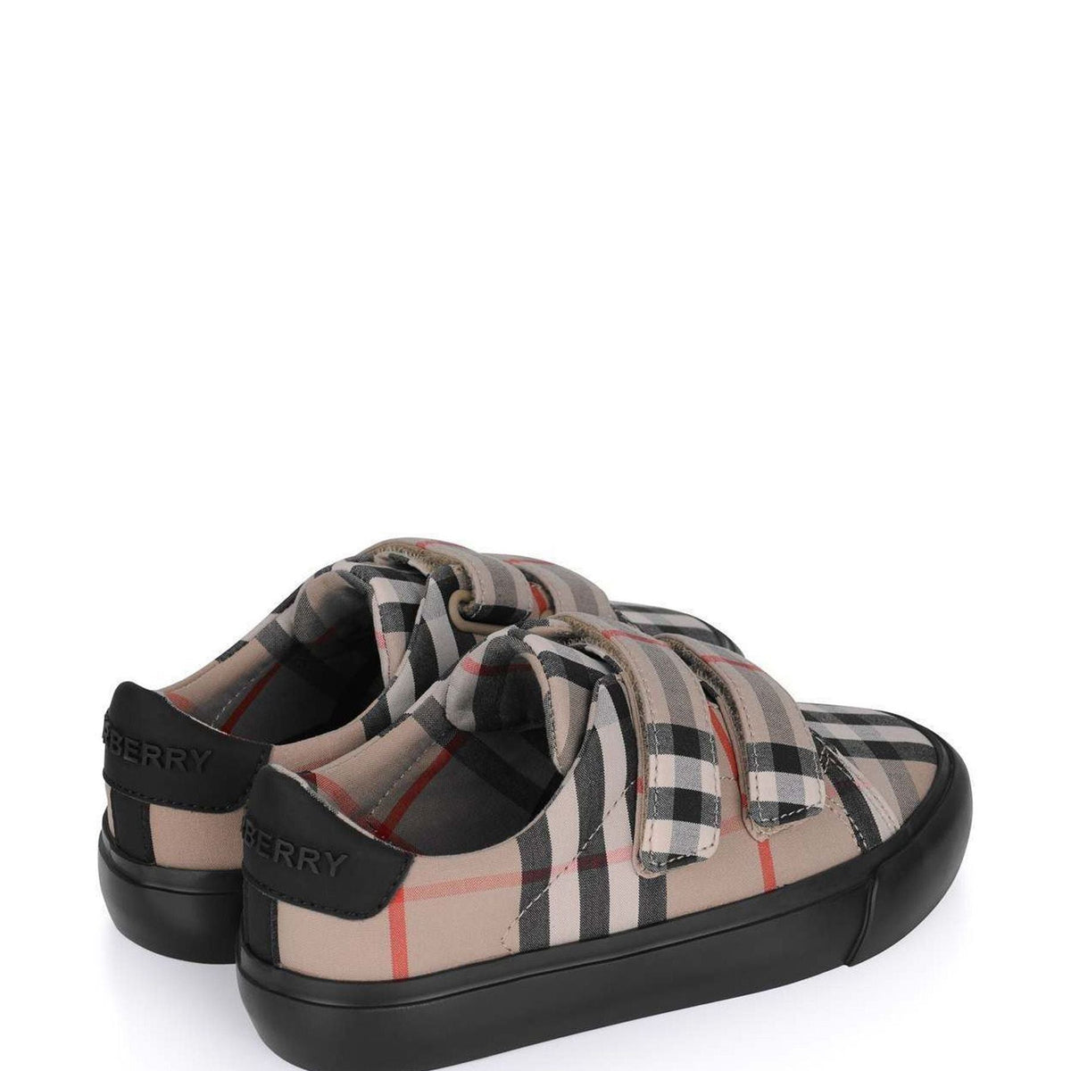 Close-up of Burberry shoes hardware and fine stitching