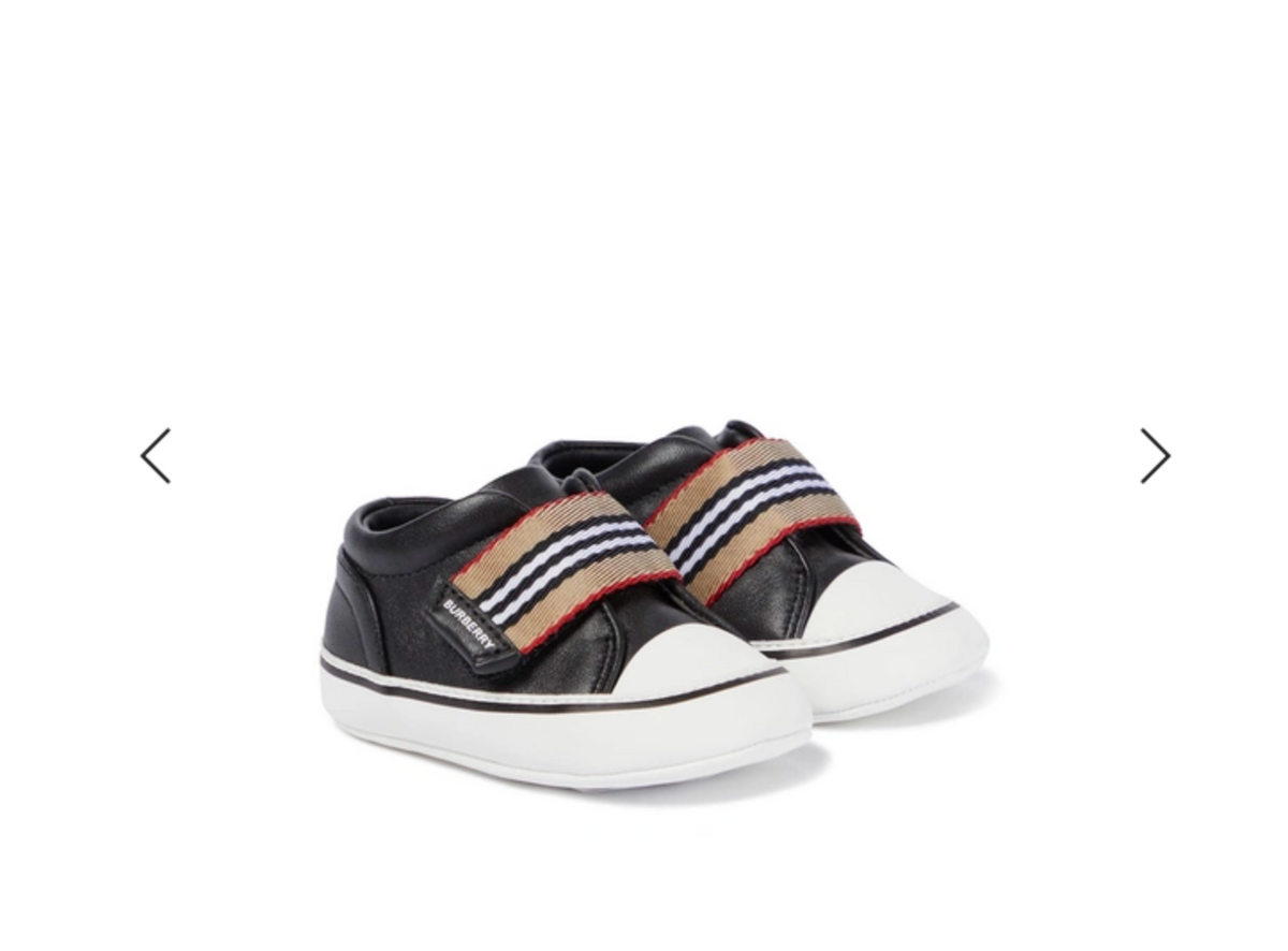 Close-up of Burberry sneakers hardware and fine stitching