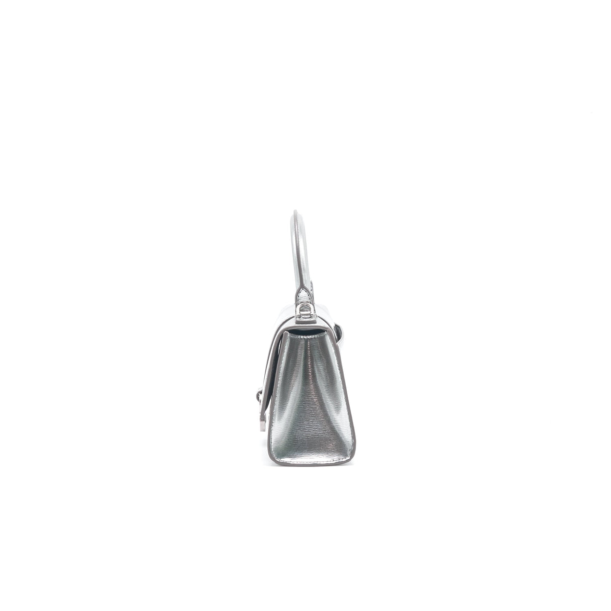 Side view of Balenciaga handbag Silver premium designer bag