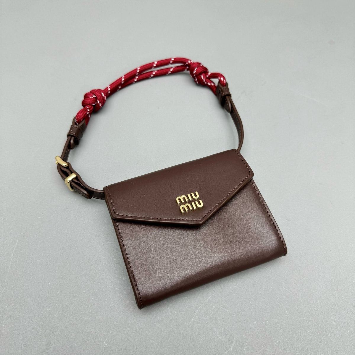 Wallets- Miu M Shoulder Strap Wallet Premium Leather Designer Wallet