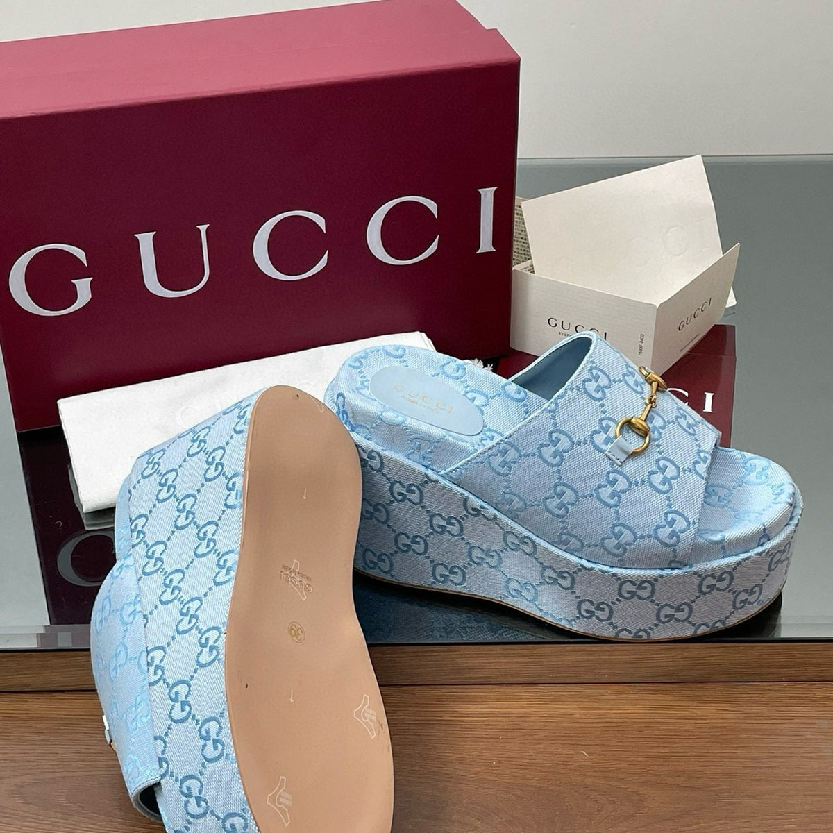 Gucci Shoes- Gucci Wedge Sandals Premium Designer Casual Shoes