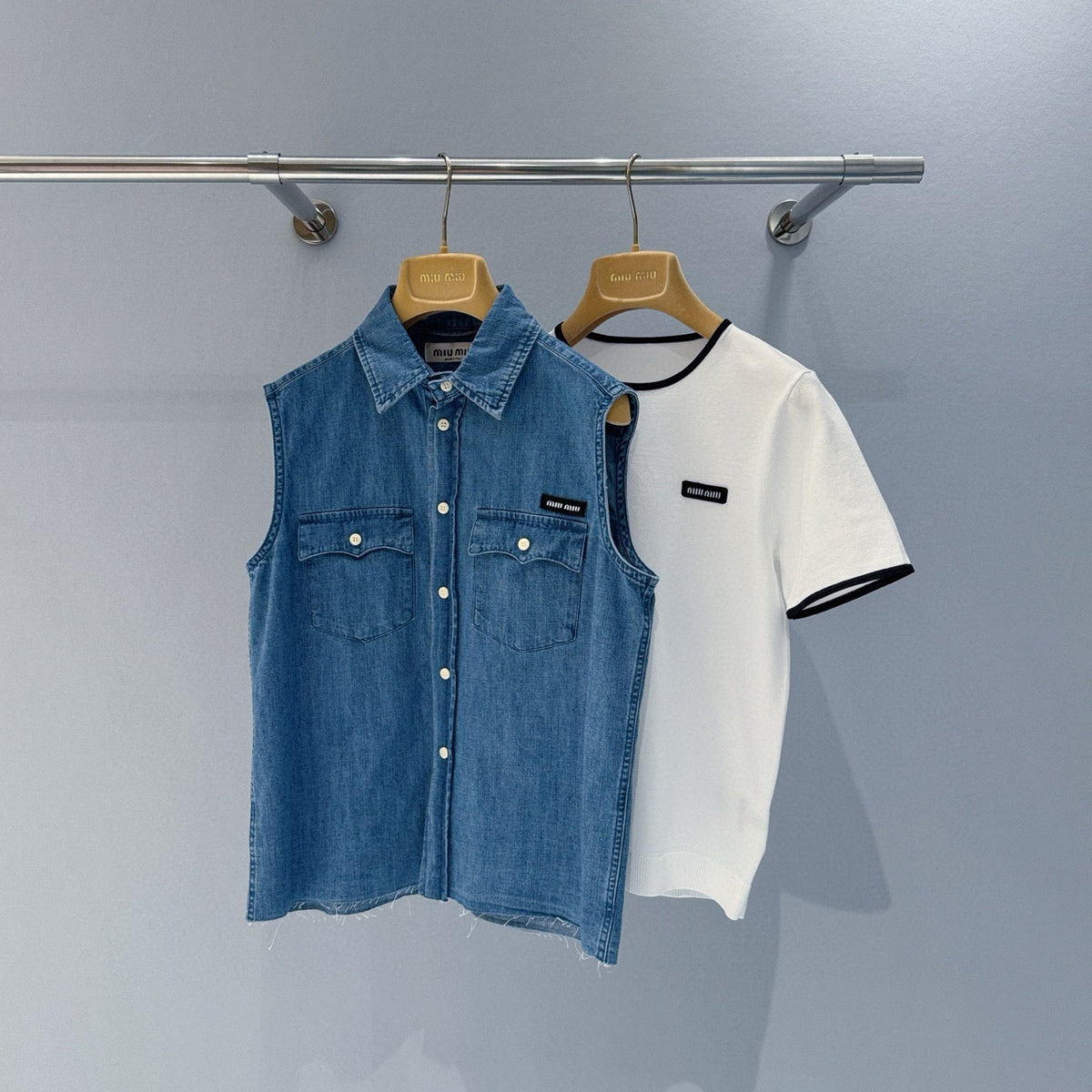 Tops- Miu M Denim Shirt Premium Designer Casual Top