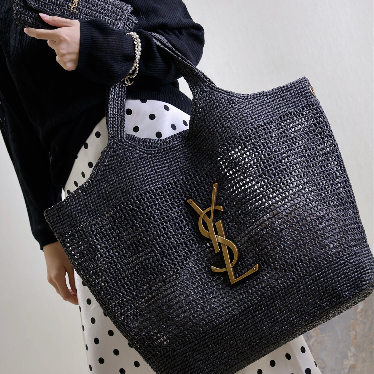 Saint Laurent Bags- Saint Laurent Icare In Raffia Bag Elegant Everyday Designer Handbag