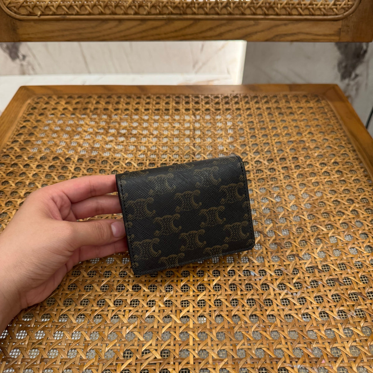 Wallets- Cel Business Card Holder Triomphe Compact Luxury Card Wallet