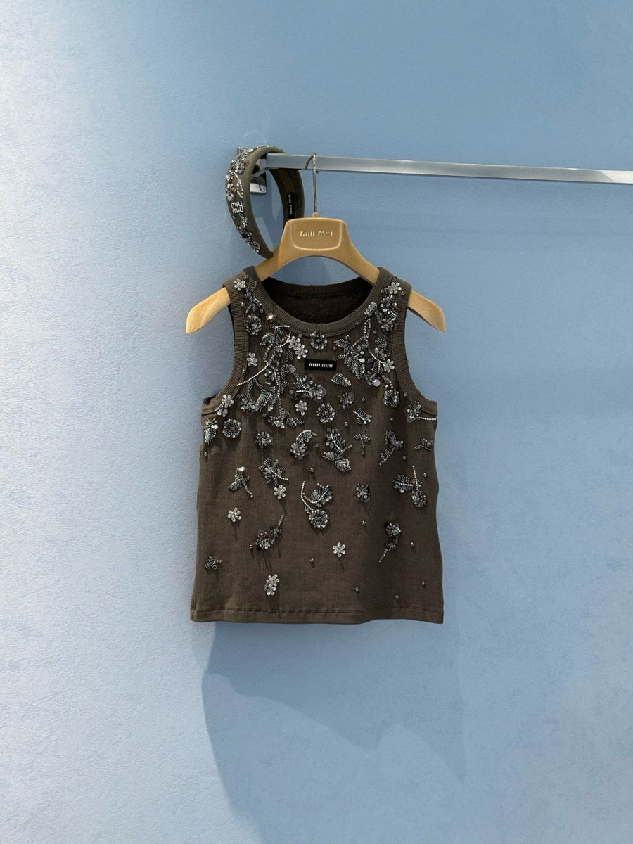 Tops- Miu M Tank Top Premium Designer Casual Top
