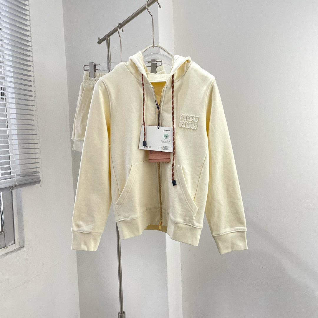 Hoodies- Miu M Zip Hoodie Comfortable Luxury Streetwear Hoodie