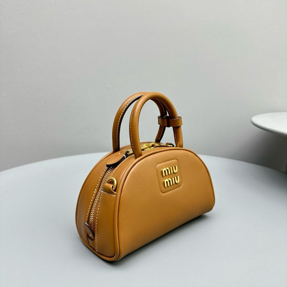 Bags- Miu M Leather Top Handle Bag Luxury Designer Leather Handbag