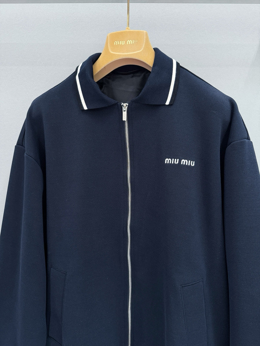 Polo Shirts- Miu M Zip Polo Classic Designer Cotton Polo Shirt
