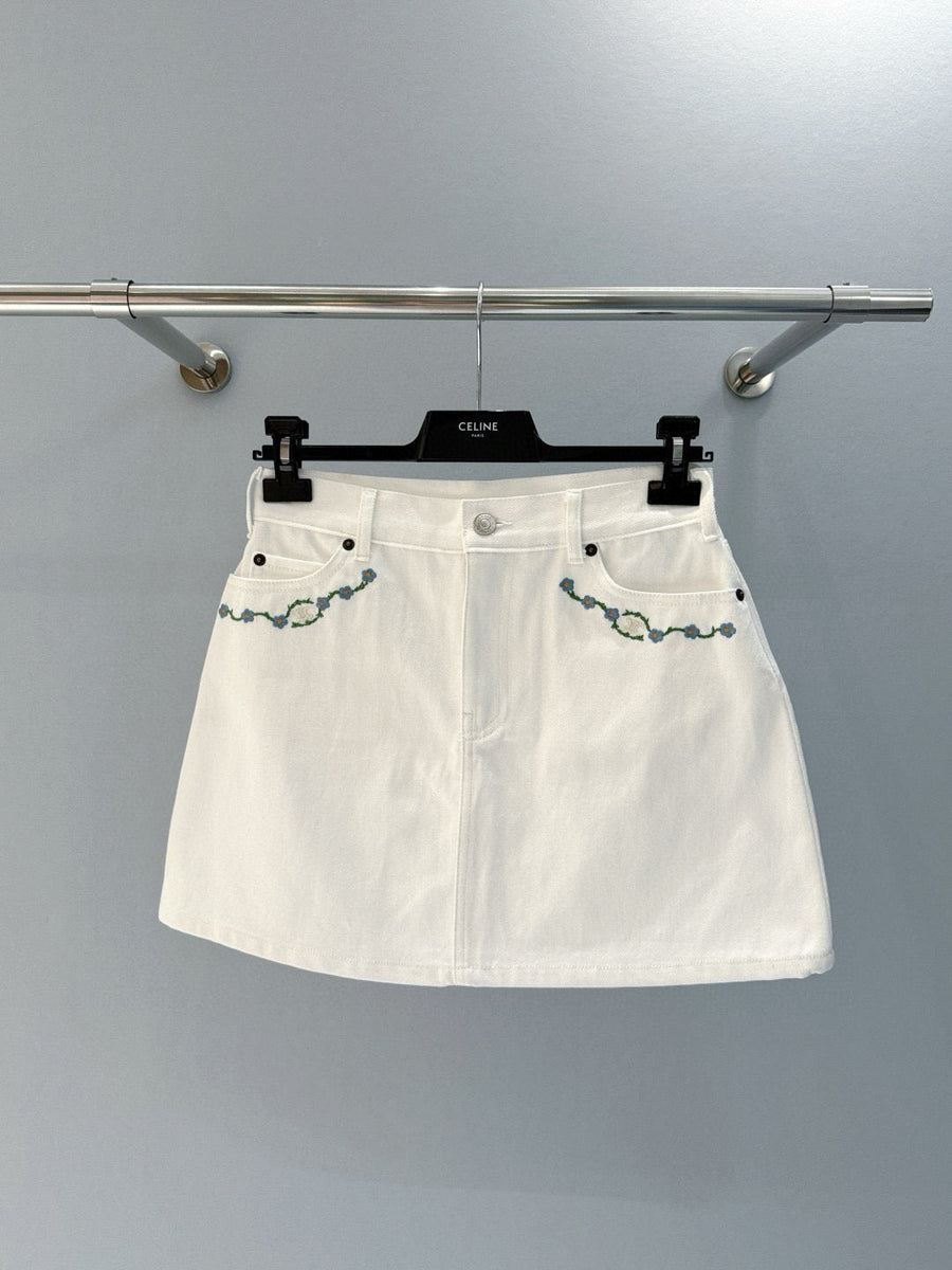 Skirts- Cel Denim Skirt Chic Everyday Designer Skirt