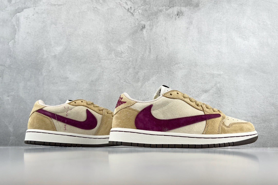 Jordan Shoes- Jordan Travis S x Jordan 1 Low Premium Designer Casual Shoes