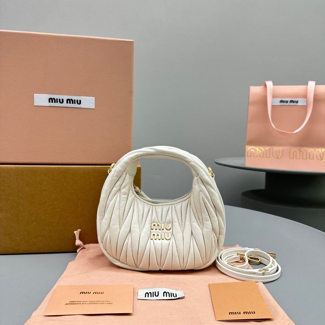 Bags- Miu M Wander Mini Hobo Bag Elegant Everyday Designer Handbag