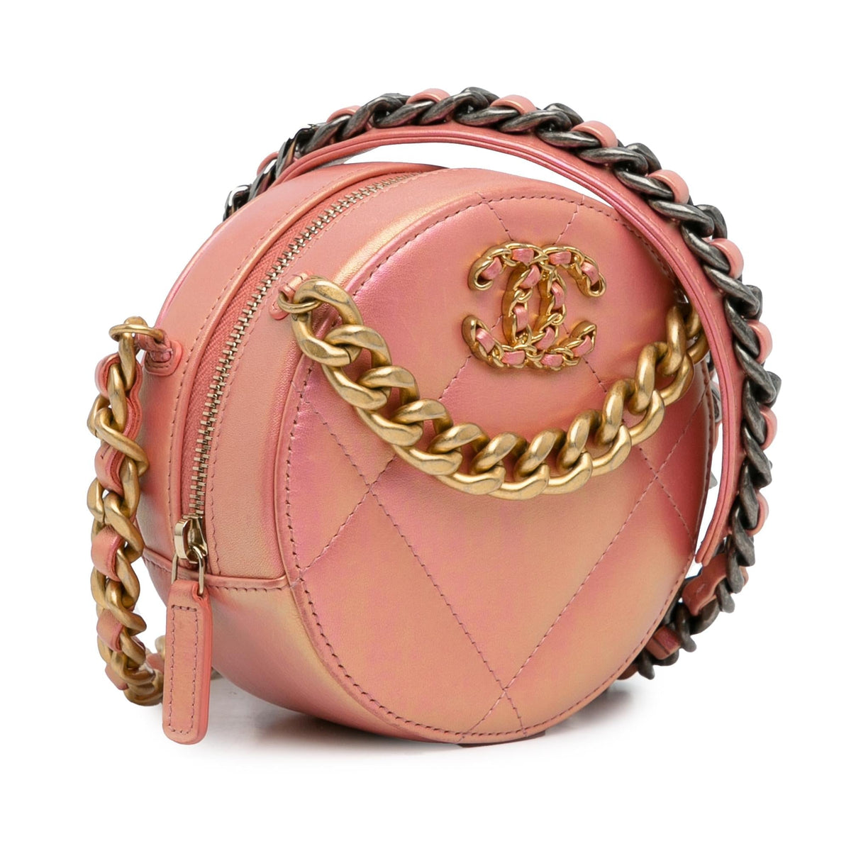 Chanel Bags Chanel 19 Round Lambskin Clutch With Chain (-62C0pv) Premium Designer Shoulder Bag