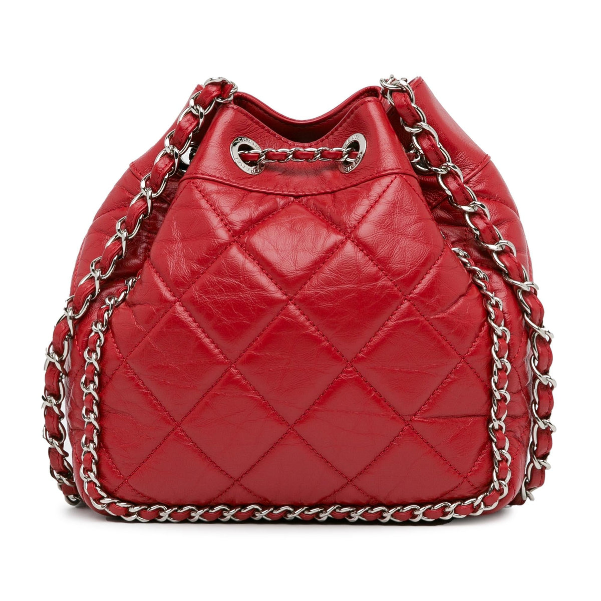 Chanel Bags Chanel Aged Calfskin Chain Around Drawstring Bucket (-i7MvxX) Elegant Everyday Designer Handbag