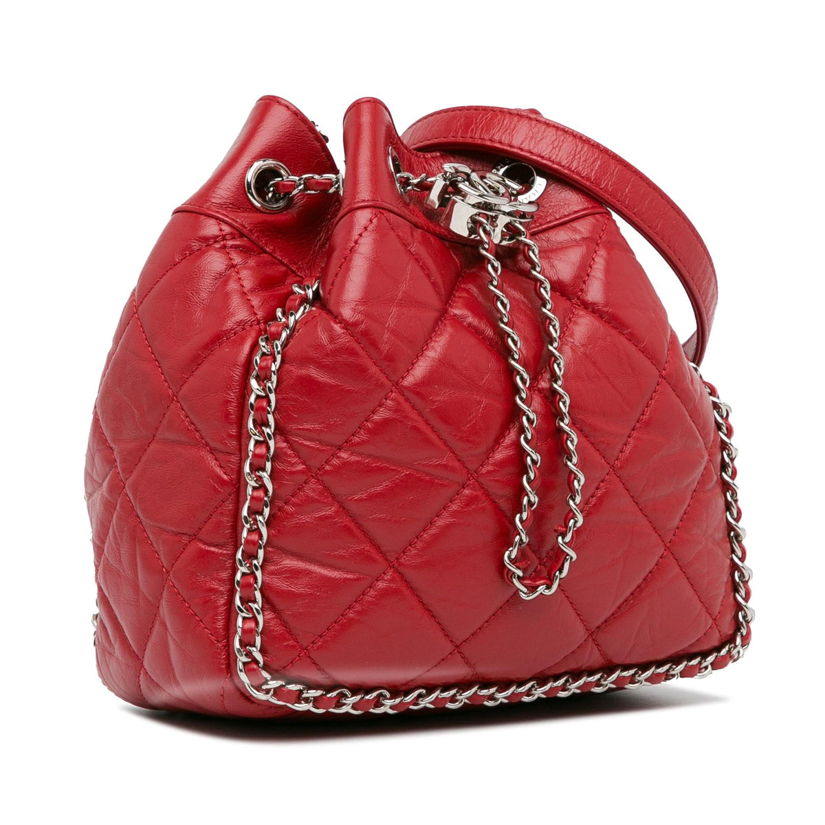 Chanel Bags Chanel Aged Calfskin Chain Around Drawstring Bucket (-i7MvxX) Elegant Everyday Designer Handbag