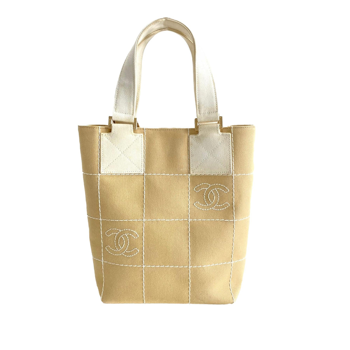 Chanel Bags Chanel Choco Bar Canvas Handbag (-l1xEqX) Luxury Designer Leather Handbag