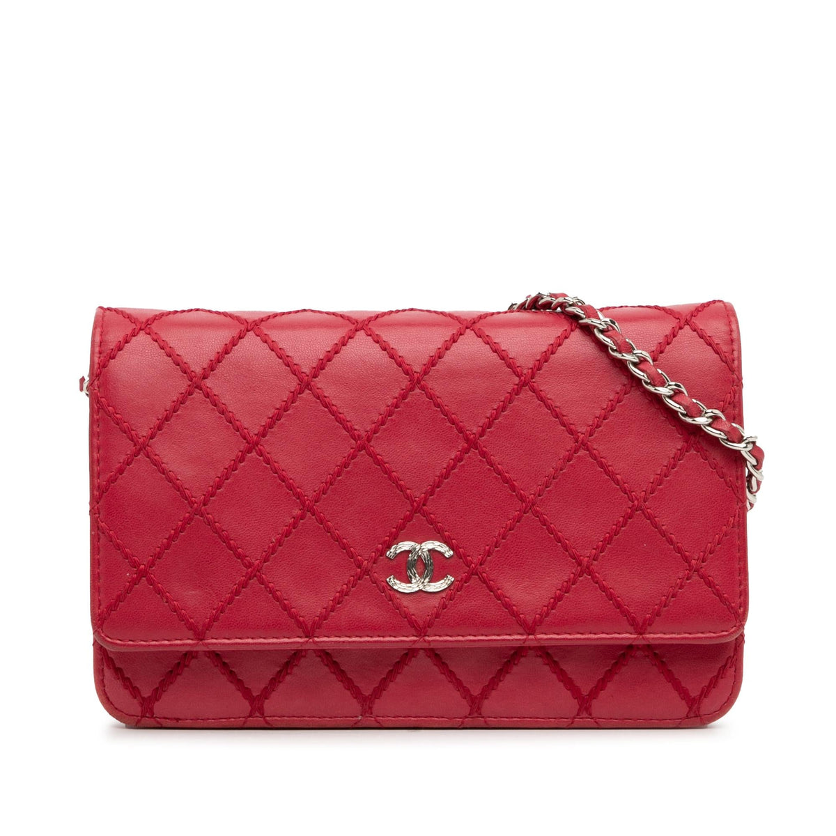 Chanel Wallets? Chanel Lambskin Wild Stitch Wallet on Chain (-XCKcTY) Premium Leather Designer Wallet