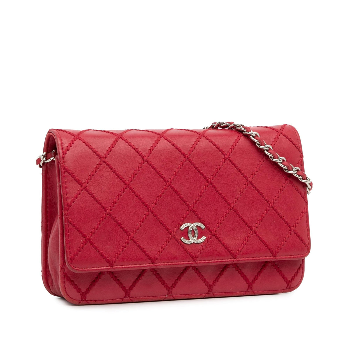 Chanel Wallets? Chanel Lambskin Wild Stitch Wallet on Chain (-XCKcTY) Premium Leather Designer Wallet