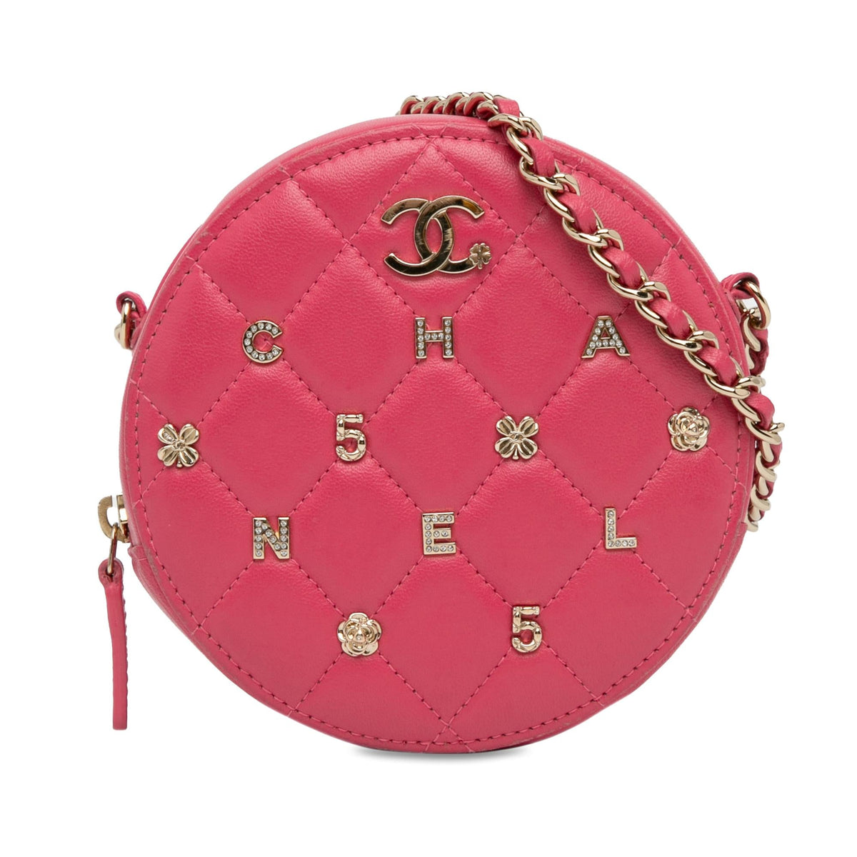Chanel Bags Chanel Quilted Lambskin Lucky Charms Round Clutch with Chain (-Z9e0hS) Elegant Everyday Designer Handbag