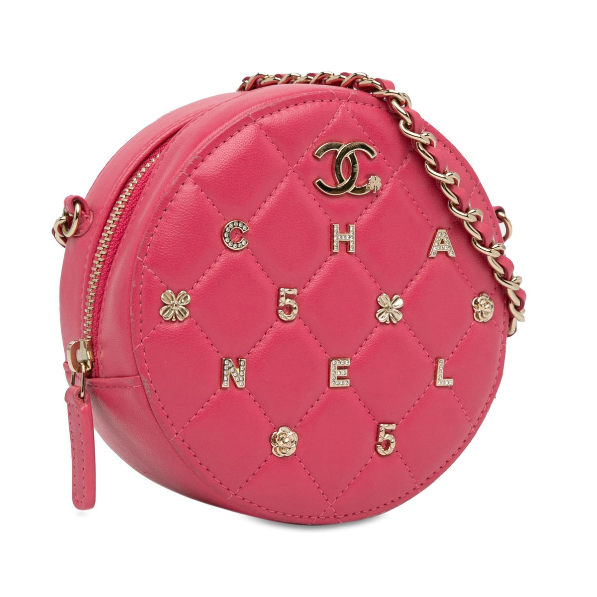 Chanel Bags Chanel Quilted Lambskin Lucky Charms Round Clutch with Chain (-Z9e0hS) Elegant Everyday Designer Handbag