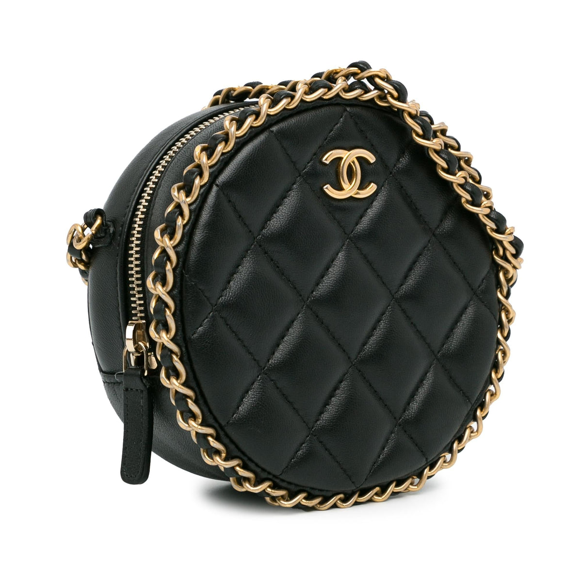 Chanel Bags Chanel Quilted Lambskin Round Chain Around Clutch With Chain (-BsgawS) Premium Designer Shoulder Bag