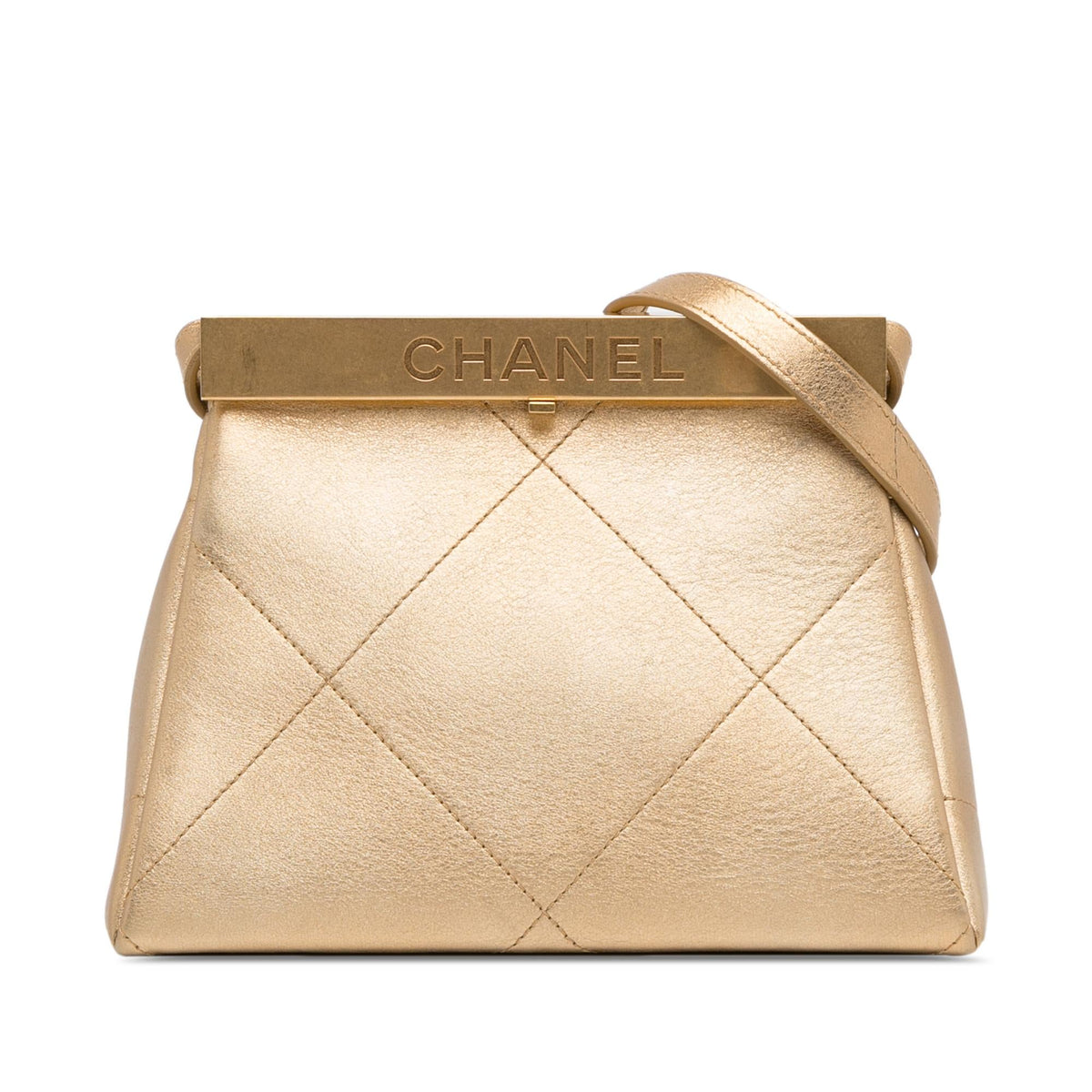 Chanel Bags Chanel Calfskin Kiss Lock Frame Bag (-Fxs2qA) Luxury Designer Leather Handbag