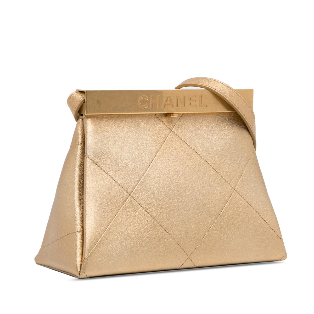 Chanel Bags Chanel Calfskin Kiss Lock Frame Bag (-Fxs2qA) Luxury Designer Leather Handbag