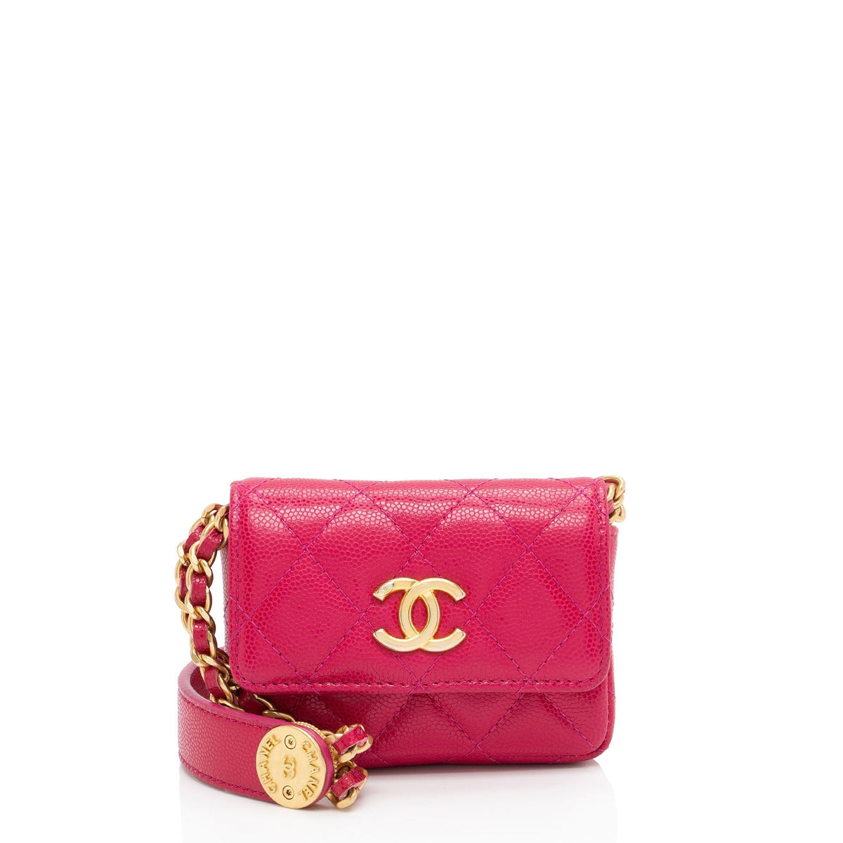 Chanel Bags Chanel Caviar Leather Twist You Buttons Flap Chain Belt Bag (-Ndcd5I) Luxury Designer Leather Handbag