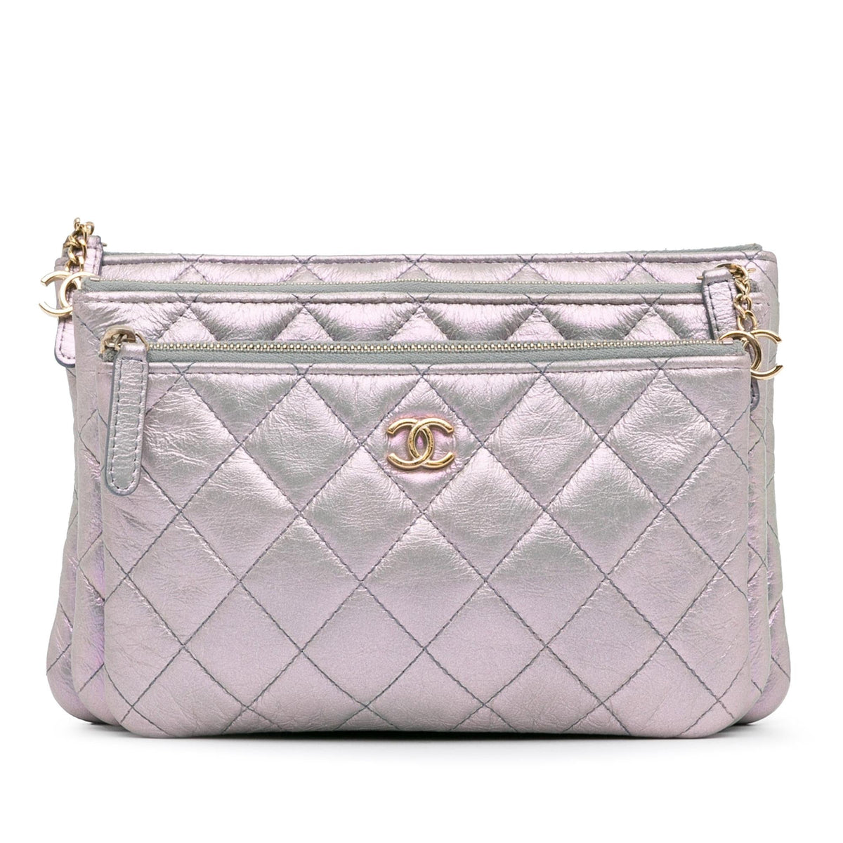 Chanel Bags? Chanel Iridescent Crumpled Calfskin Trio Cosmetic Case (-znMKyB) Premium Designer Shoulder Bag