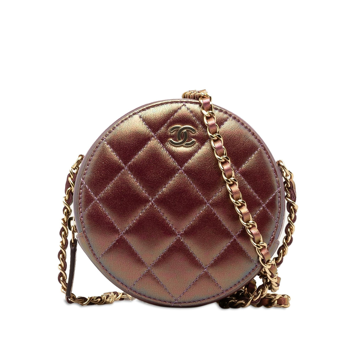Chanel Bags? Chanel Iridescent Lambskin Round Crossbody (-dOboxk) Luxury Designer Leather Handbag