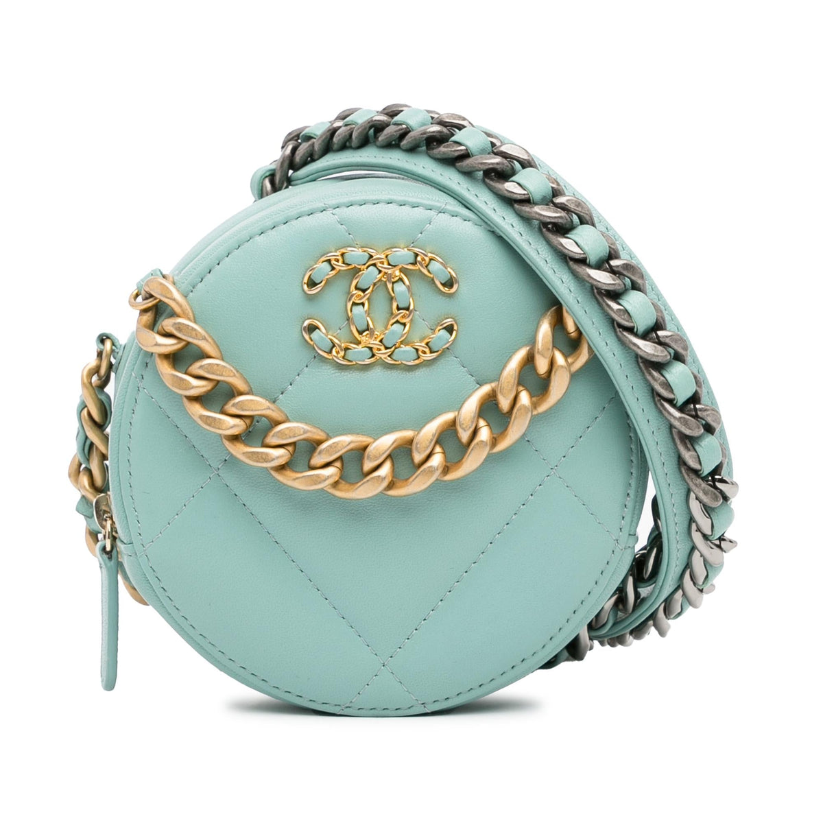 Chanel Bags? Chanel Lambskin 19 Round Clutch with Chain (-LNLH4i) Luxury Designer Leather Handbag