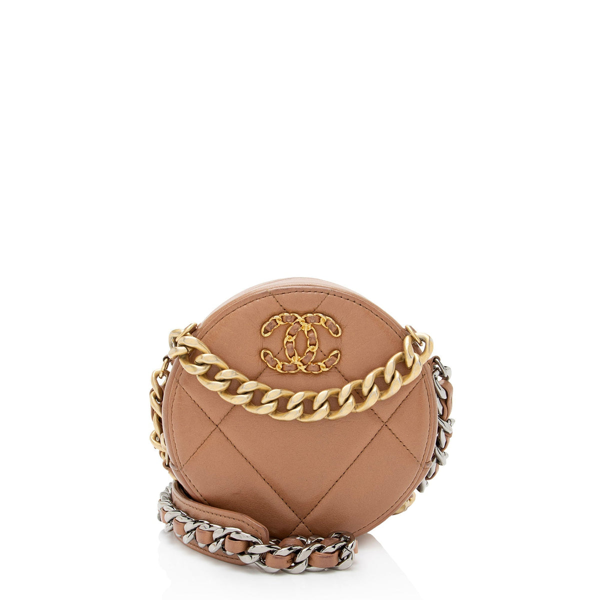 Chanel Bags? Chanel Lambskin 19 Round Clutch with Chain (-p9Azmt) Luxury Designer Leather Handbag