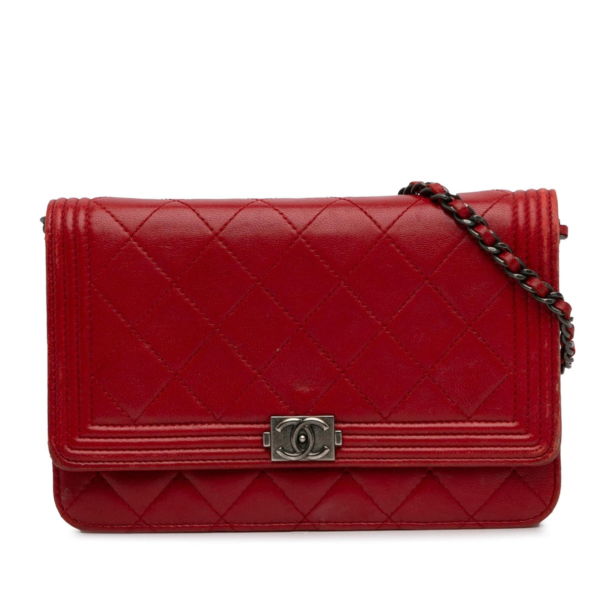 Chanel Wallets? Chanel Lambskin Boy Wallet On Chain (-W6UM3K) Elegant Everyday Leather Wallet