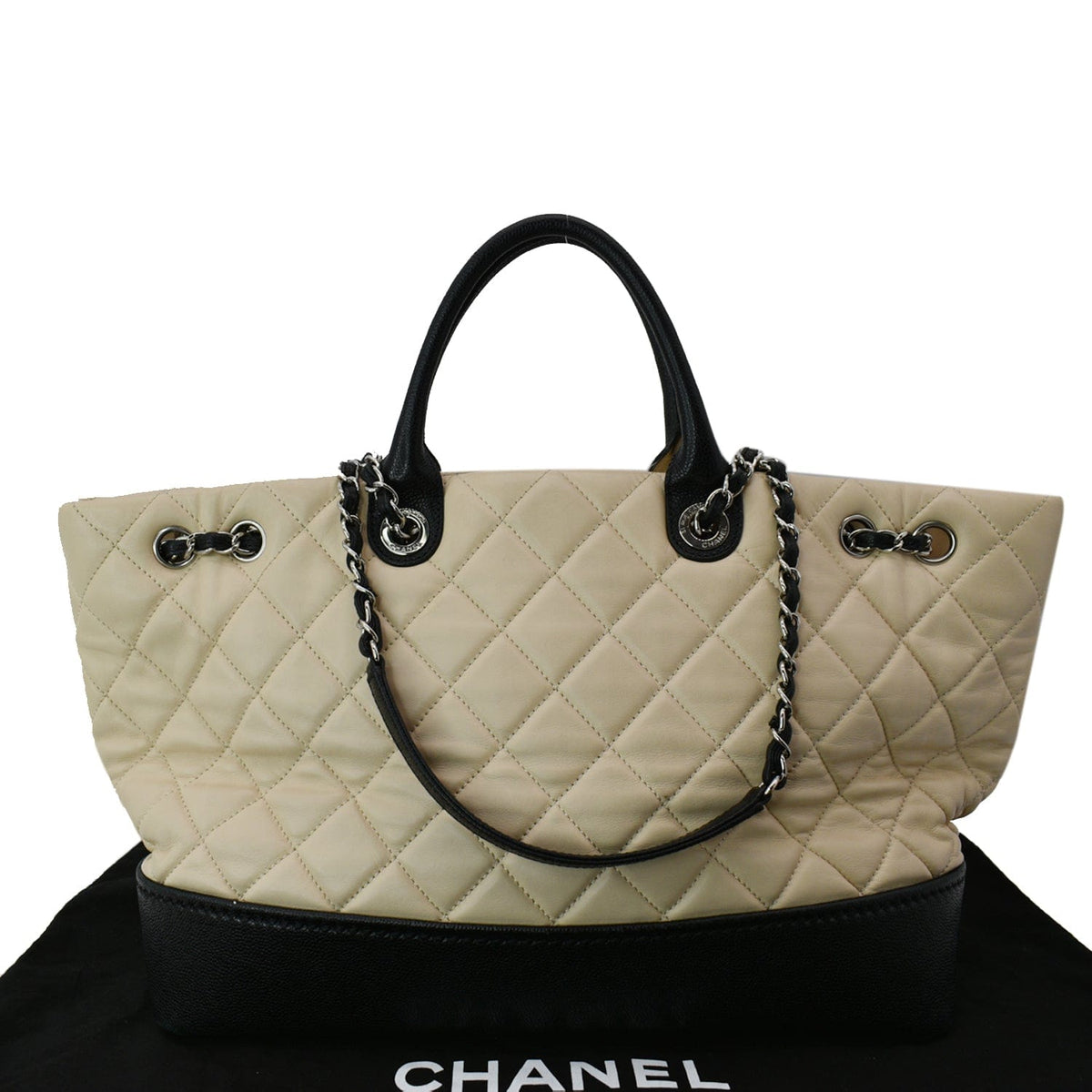 Chanel Bags Chanel Drawstring Large Quilted Calfskin Shopping Tote Bag Beige Premium Designer Shoulder Bag