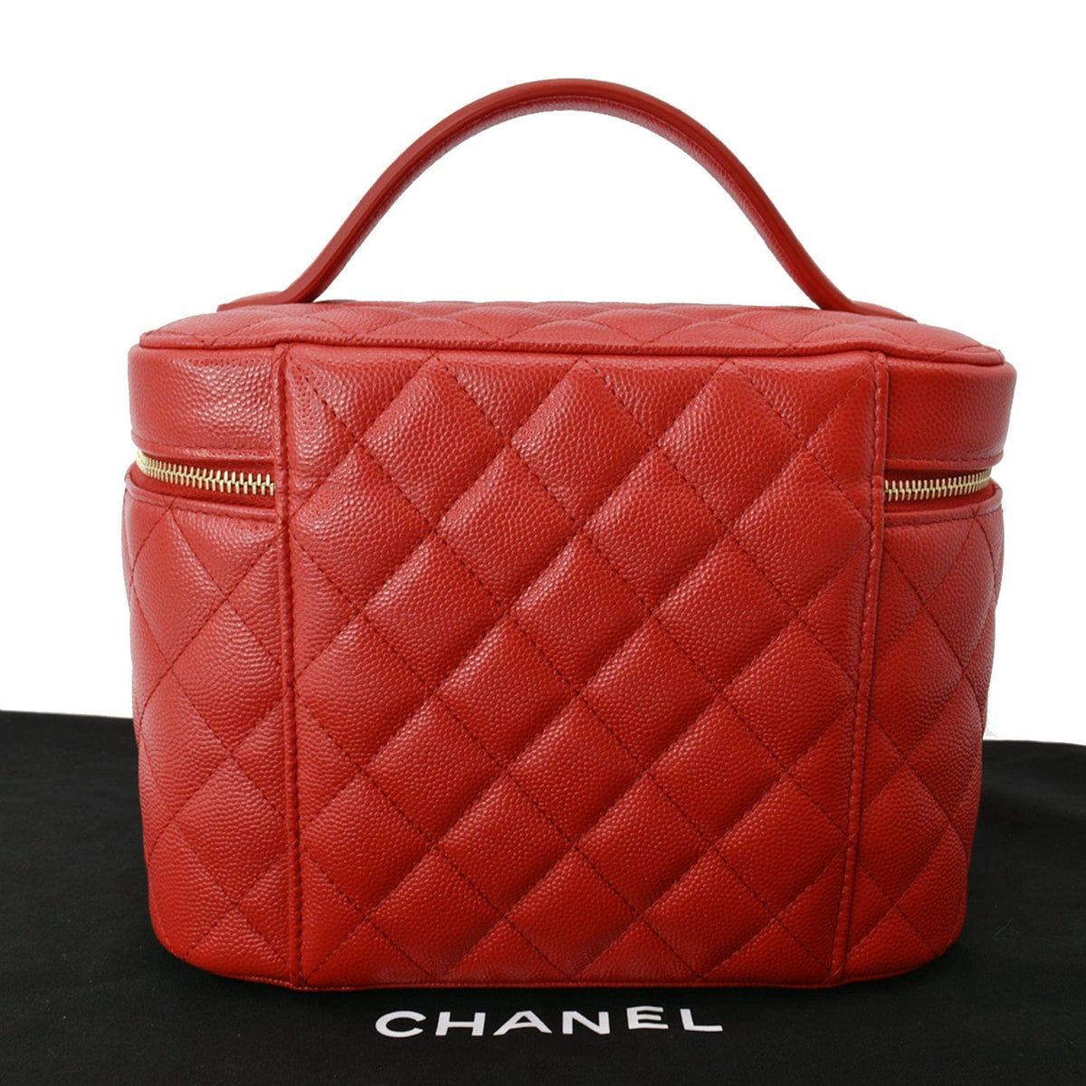 Chanel Bags Chanel Caviar Leather Quilted Large Cosmetic Vanity Pouch Red Elegant Everyday Designer Handbag