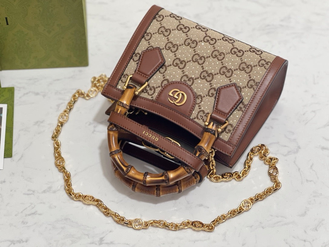 Gucci Bags- Gucci Diana Crystals Small Tote Bag Elegant Everyday Designer Handbag