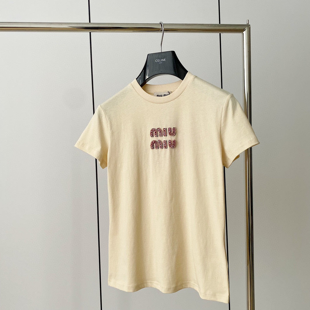 T-Shirts- Miu M T-shirt Premium Designer Cotton T-Shirt