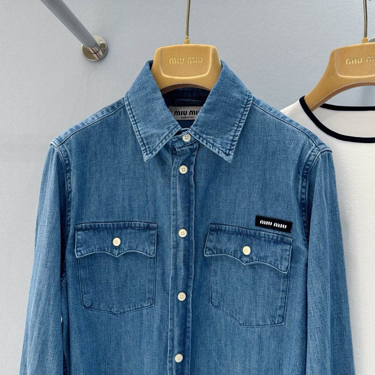 Tops- Miu M Denim Shirt Premium Designer Casual Top