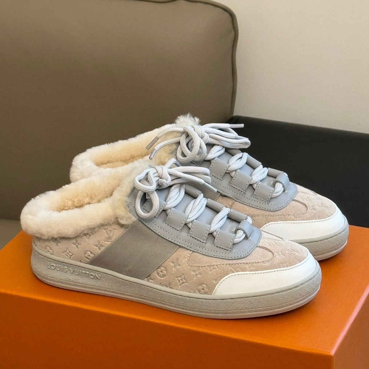 Louis Vuitton Shoes- Louis Vuitton Lou Open Back Sneakers Premium Designer Casual Shoes