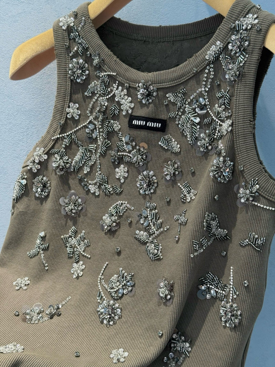 Tops- Miu M Tank Top Premium Designer Casual Top