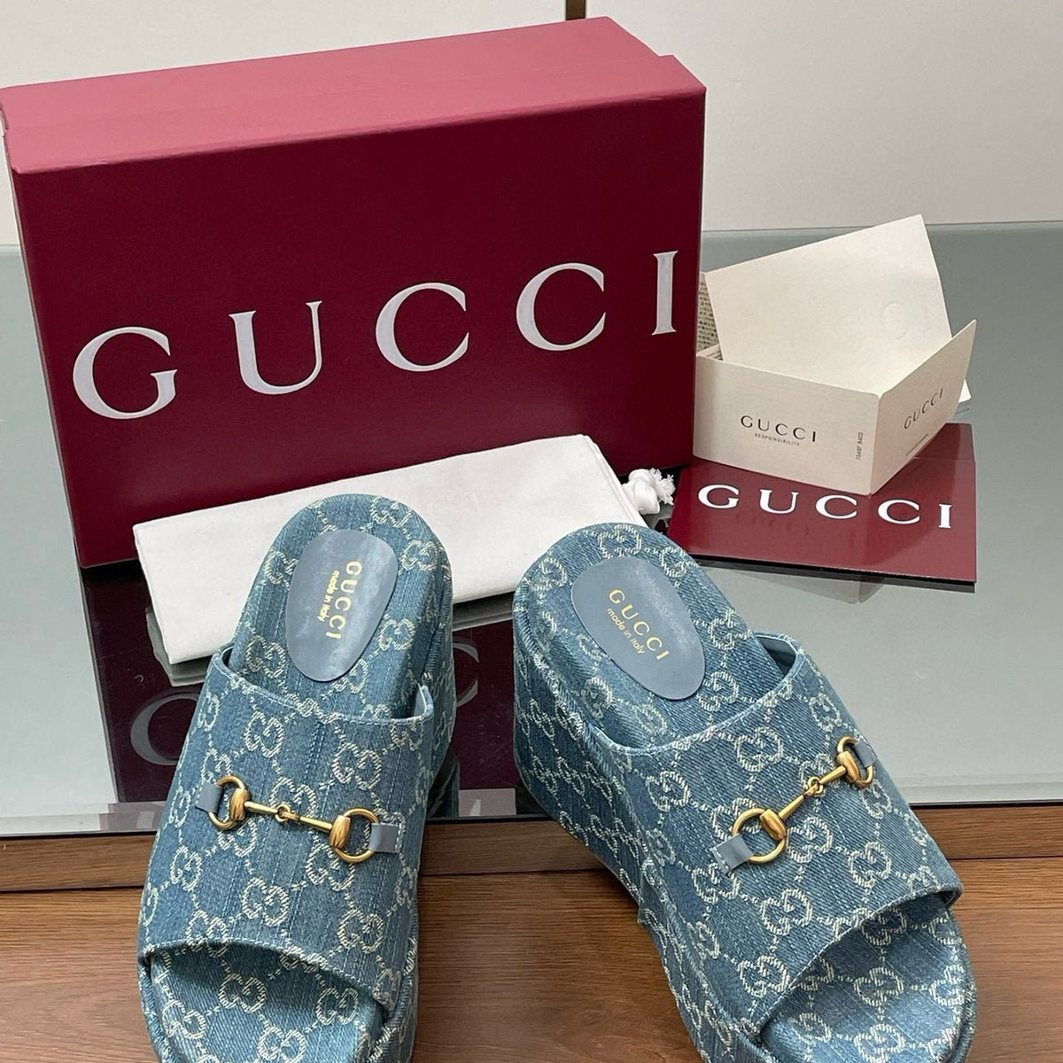Gucci Shoes- Gucci Wedge Sandals Premium Designer Casual Shoes