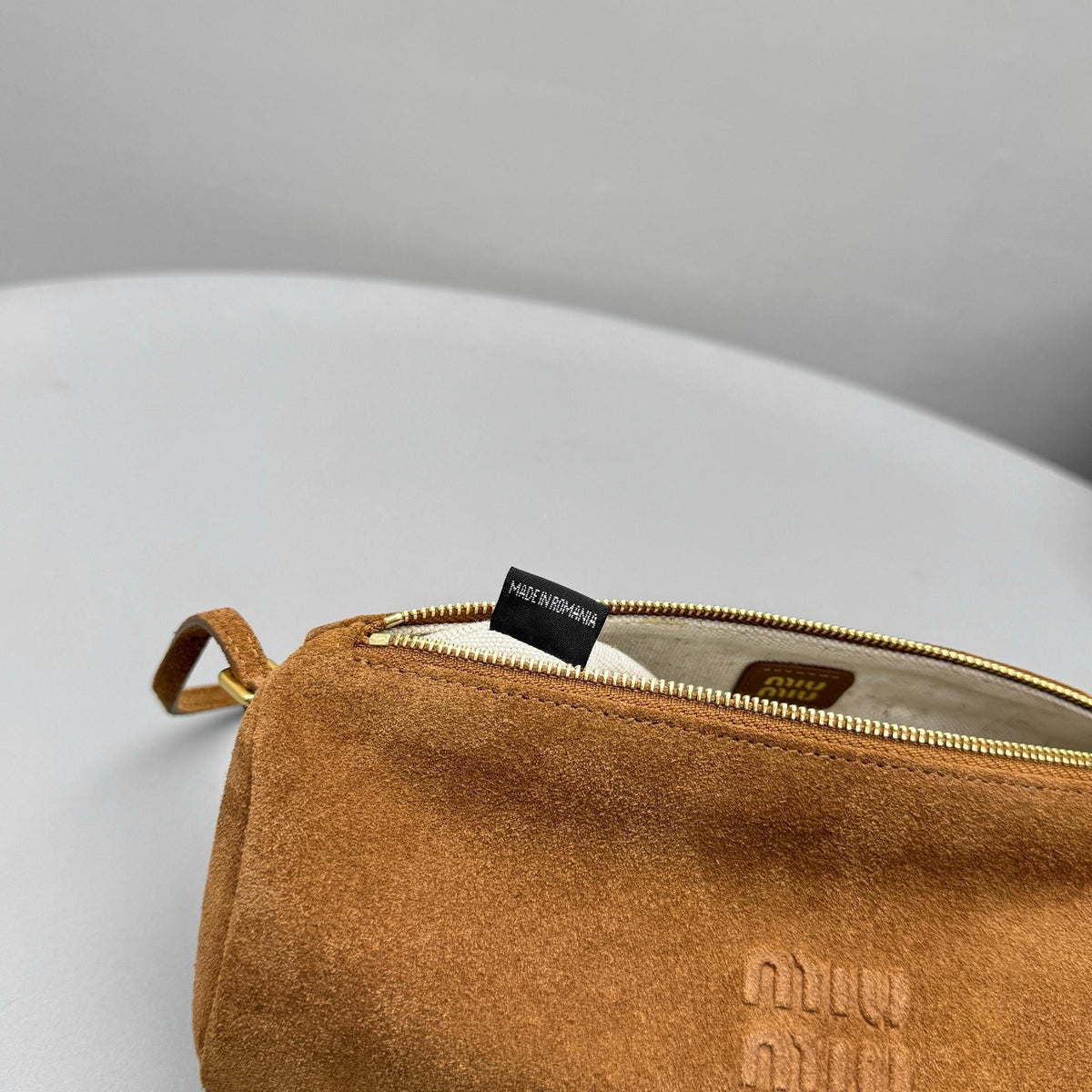 Bags- Miu M Suede Pouch Elegant Everyday Designer Handbag