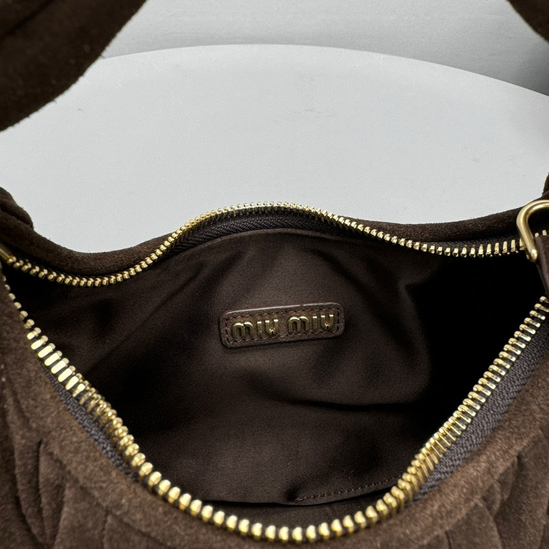 Bags- Miu M Wander Mini Hobo Bag Luxury Designer Leather Handbag