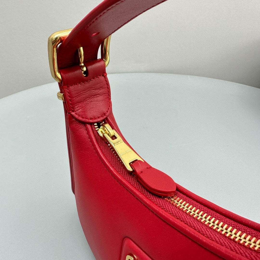 Bags- Miu M Leather Hobo Bag Luxury Designer Leather Handbag