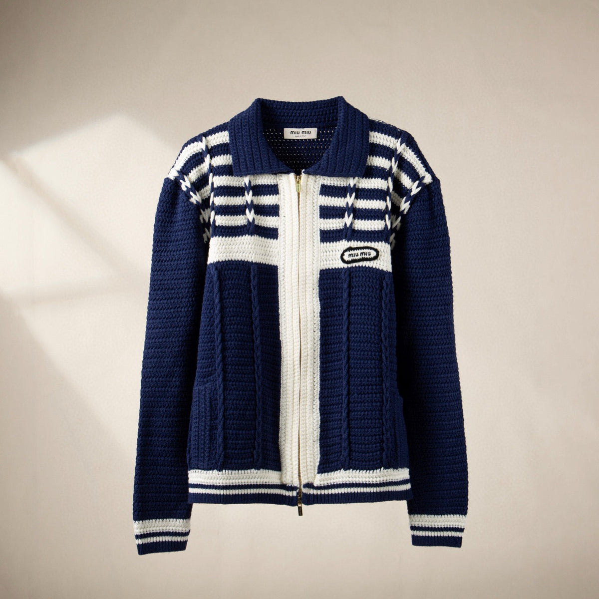 Sweaters- Miu M Zip Cardigan Premium Casual Designer Knitwear