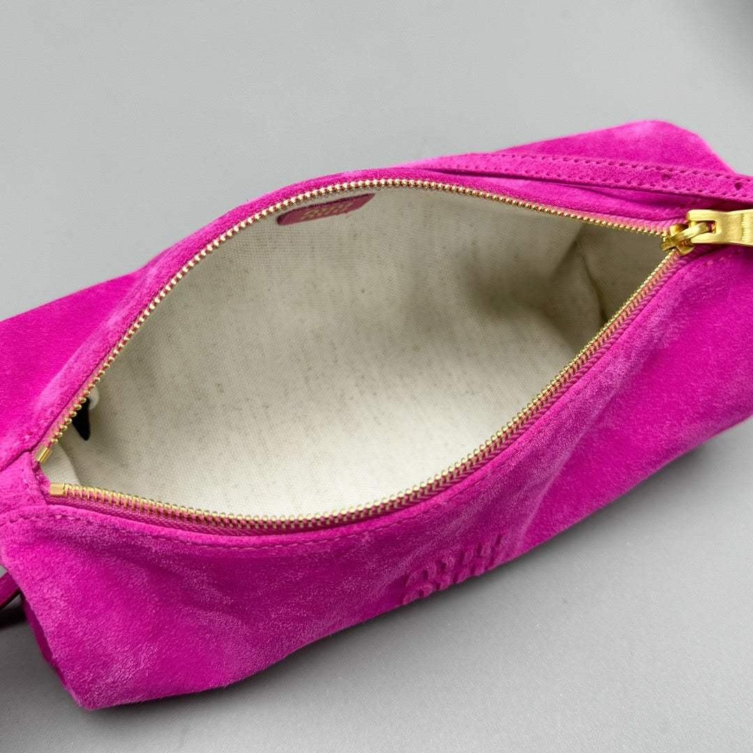 Bags- Miu M Suede Pouch Elegant Everyday Designer Handbag