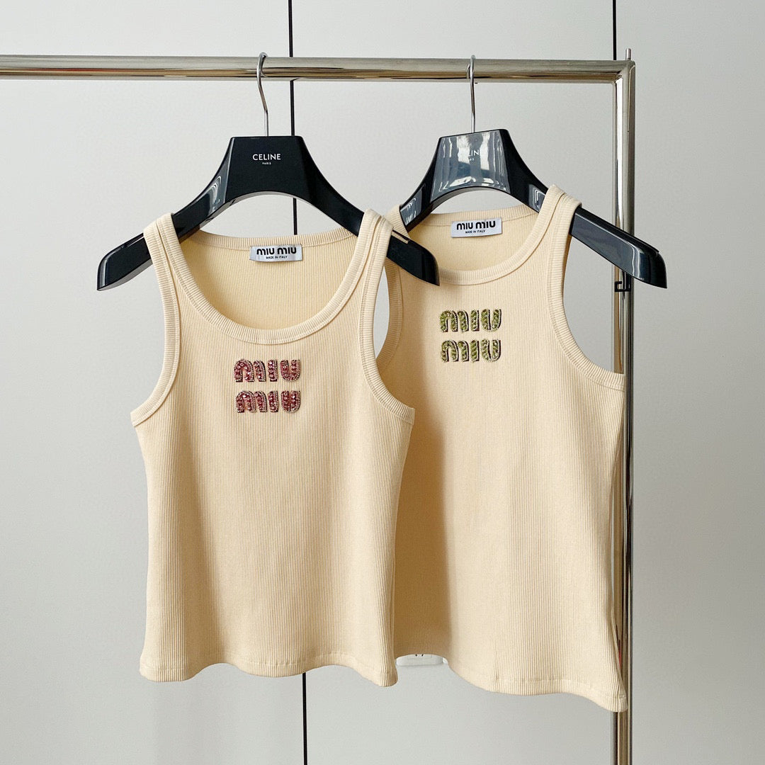 Tops- Miu M Tank Top Premium Designer Casual Top