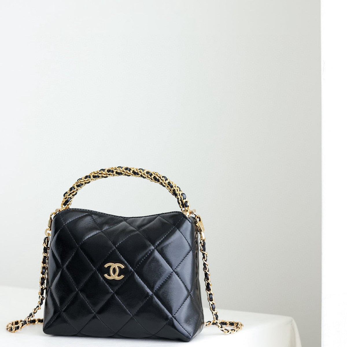 Front view of Chanel 24B Hobo Bag premium bag