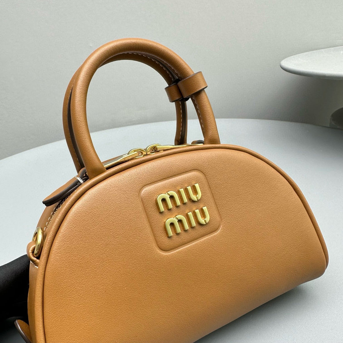 Bags- Miu M Leather Top Handle Bag Luxury Designer Leather Handbag