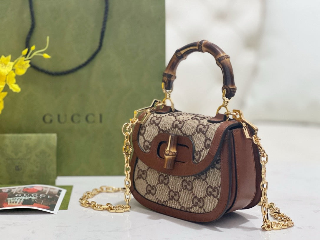 Interior view of Gucci Handbag with organised compartments